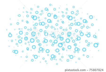 Underwater blue fizzing air, water or oxygen  bubbles. 75807824