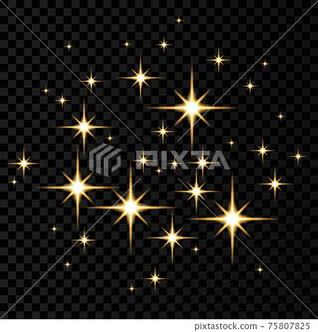 Gold neon  stars lights effects. 75807825