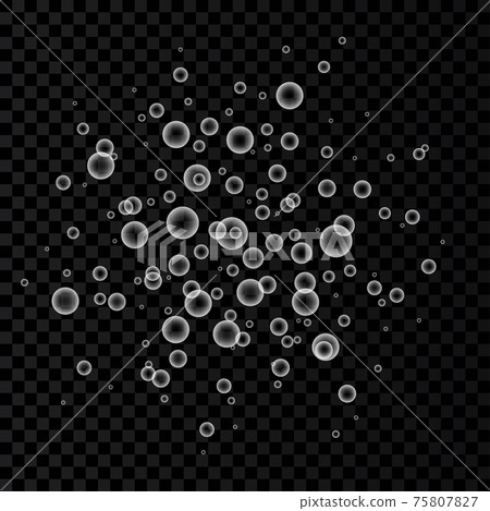 Underwater fizzing oxygen  bubbles on transparent  background. 75807827