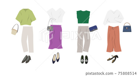 Illustration of women's fashion coordination 75808514