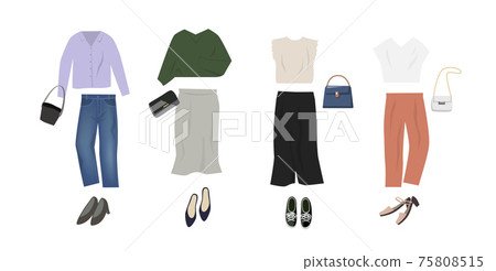 Illustration of women's fashion coordination 75808515
