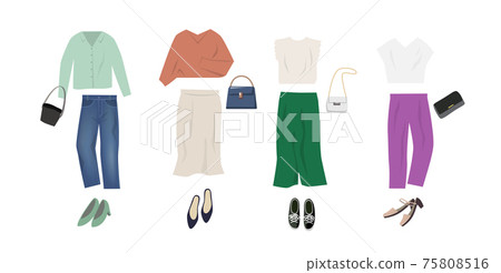 Illustration of women's fashion coordination 75808516