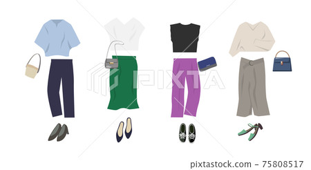 Illustration of women's fashion coordination 75808517