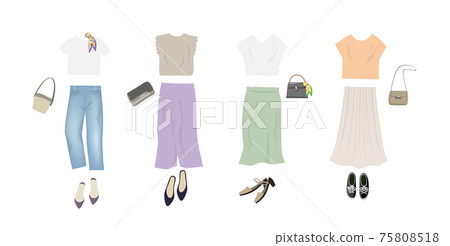 Illustration of women's fashion coordination 75808518