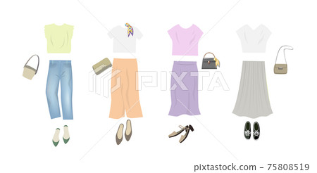 Illustration of women's fashion coordination 75808519