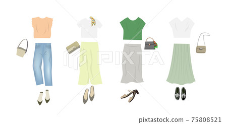 Illustration of women's fashion coordination 75808521