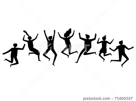 商業，輪廓，皮影戲，黑色，插圖，簡單，團隊合作，團結，活力，青年，新來者 75809387