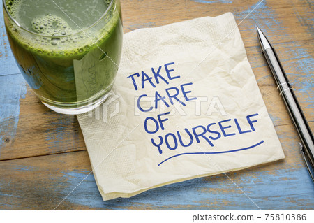 take care of yourself - napkin concept take care of yourself - napkin concept 75810386