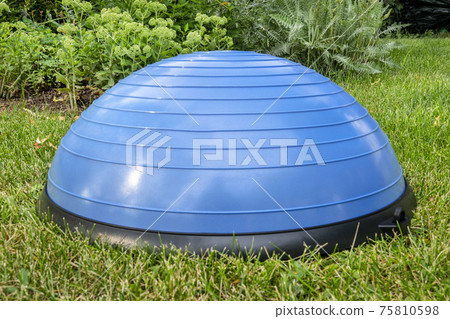 Balance training ball on green grass Balance training ball on green grass 75810598