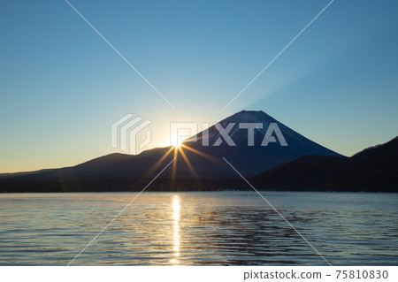 Mt. Fuji and sunrise from Lake Motosu 75810830