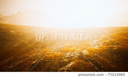 nepal mountains in fog at summer 75810960