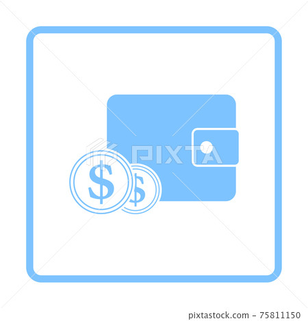 Two Golden Coins In Front Of Purse Icon Two Golden Coins In Front Of Purse Icon 75811150