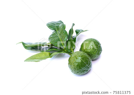 fresh fruits bergamot with leaf isolate white background 75811375