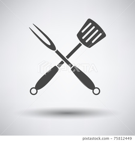 Crossed Frying Spatula And Fork Icon - Stock Illustration [75812449 ...