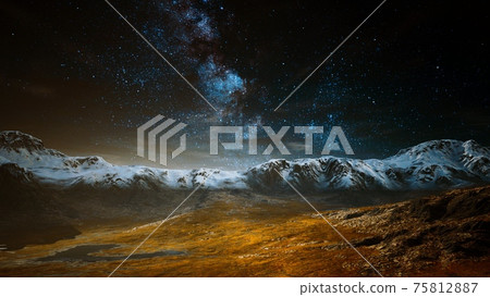 himalaya mountain with star in night time himalaya mountain with star in night time 75812887