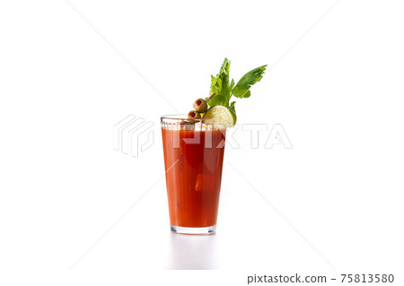 Bloody Mary cocktail in glass isolated on white background Bloody Mary cocktail in glass isolated on white background 75813580