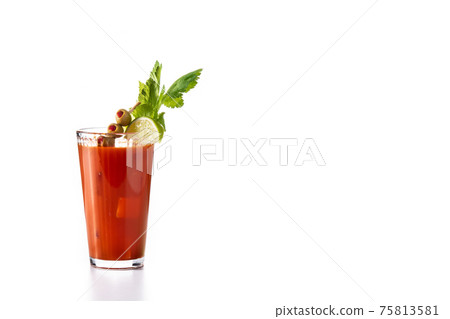 Bloody Mary cocktail in glass isolated on white background Bloody Mary cocktail in glass isolated on white background 75813581