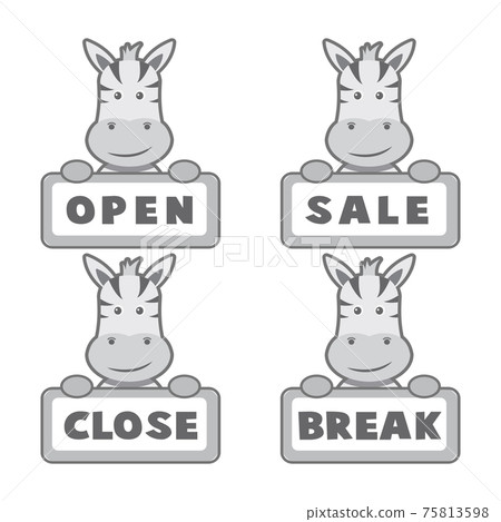 Open and closed board sign zebra Open and closed board sign zebra 75813598