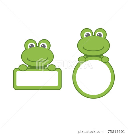 Baby animal banner. frog. Cartoon label. 75813601