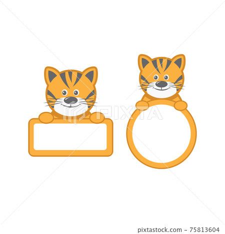 vector illustration of baby tiger with blank sign vector illustration of baby tiger with blank sign 75813604