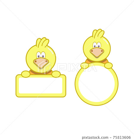 Card with cute chicken. Place for your picture or text. Vector illustration. Card with cute chicken. Place for your picture or text. Vector illustration. 75813606