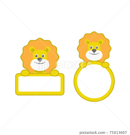 Photo frame with cartoon lion illustration design Photo frame with cartoon lion illustration design 75813607