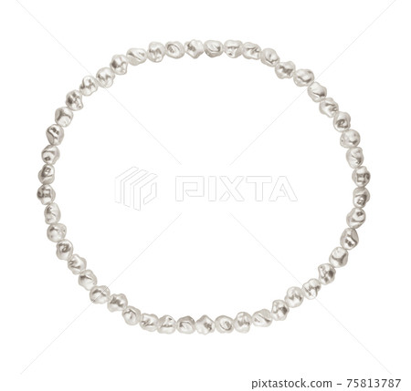Baroque pearls in round necklace isolated on white Baroque pearls in round necklace isolated on white 75813787