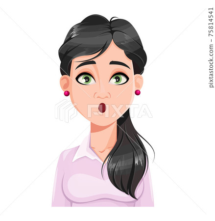 Face expression of beautiful woman, surprised Face expression of beautiful woman, surprised 75814541