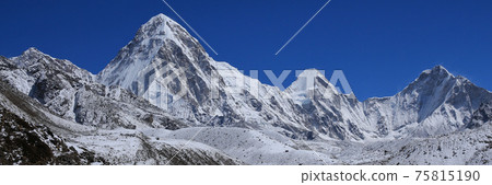 Mount Pumori and other high mountains in the Everest national Park. Mount Pumori and other high mountains in the Everest national Park. 75815190