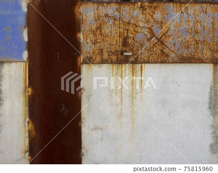 Rust-stained iron plate and concrete wall Rust-stained iron plate and concrete wall 75815960