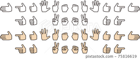 Hand icon variation set (line type) Hand icon variation set (line type) 75816619