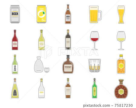 Illustration set of many kinds of sake 75817230