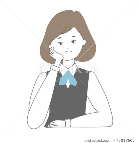 A woman in uniform wearing a cheek stick without motivation 75817605