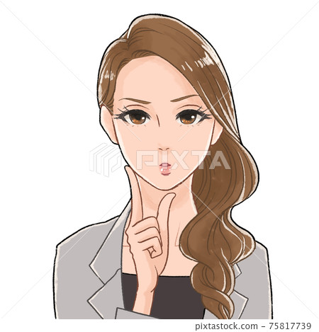 Thinking woman handwritten style career woman Thinking woman handwritten style career woman 75817739