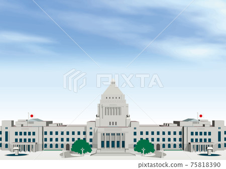 從飲食建築矢量圖的前面看到的組成與副本空間側 75818390