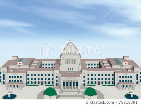 從飲食建築矢量圖的前面看到的組成與副本空間側身 從飲食建築矢量圖的前面看到的組成與副本空間側身 75818391