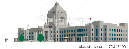 Composition looking up from the House of Councilors side of the Diet Building Vector illustration background transparent 75818403
