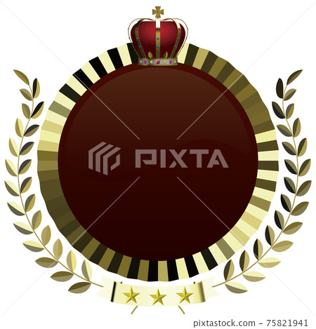 Red crown and laurel emblem vector illustration background transparent 75821941
