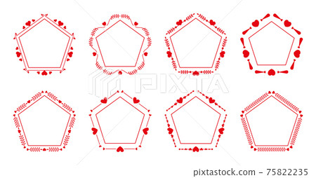 Ornate red pentagon line border heart set vector Ornate red pentagon line border heart set vector 75822235