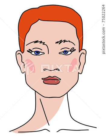 European red hair girl Abstract Portrait of young woman with short hair 75822264