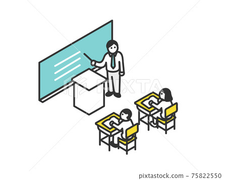 Image illustration material of the scenery during class in the classroom 75822550