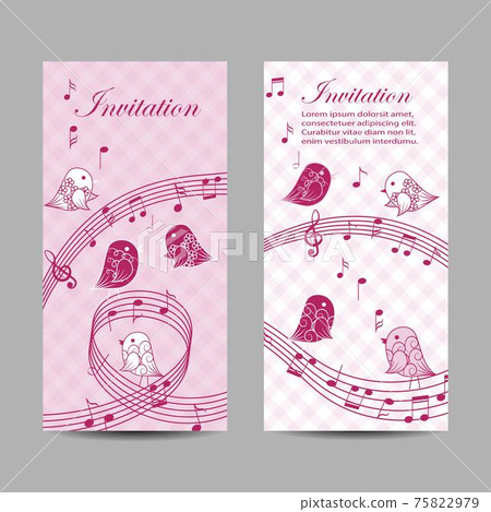 Set of vertical banners with singing birds 75822979
