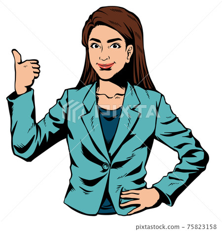 American comic style Japanese woman business woman thumbs up 75823158