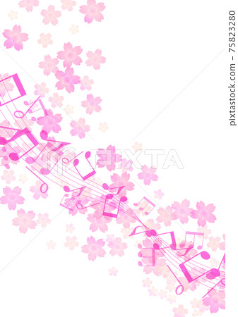 Flowing musical notes and cherry blossom background no.07 Flowing musical notes and cherry blossom background no.07 75823280