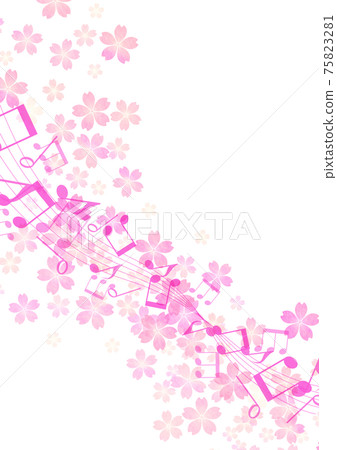 流淌的音符和櫻花背景08 75823281