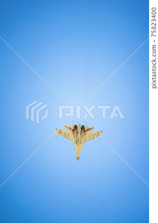 Russia, Khabarovsk - May 9, 2020: Su-35S multi-functional fighter of generation 4 . Parade in honor of victory. Military air parade in honor of Victory Day.  75823400