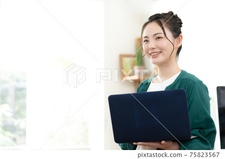 Woman doing telework Woman doing telework 75823567