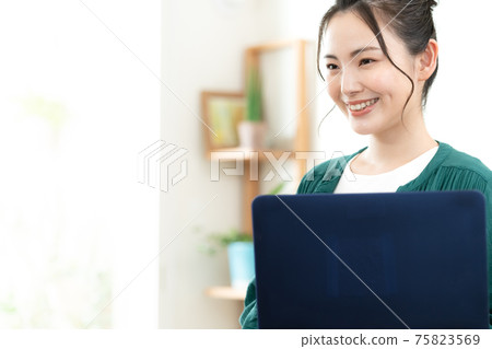 Woman doing telework Woman doing telework 75823569
