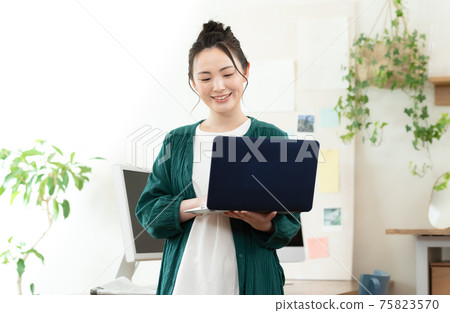 Woman doing telework Woman doing telework 75823570