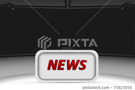 white table and lcd background in a news studio room 75823858